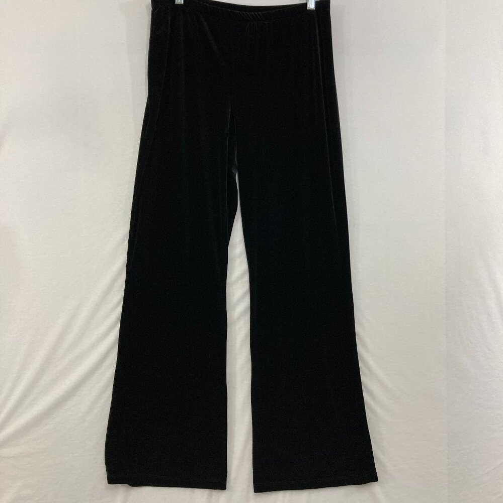 Baranda Large Black Velvet Stretch Wide Leg‎ Pants Canada Made Preppy